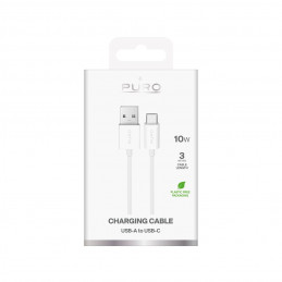 „Puro TPE“ 10 W USB-A - USB-C laidas, 3 m, baltas