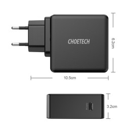 Choetech greitas USB Type C PD sieninis įkroviklis 60W 3A juodas (Q4004-EU)