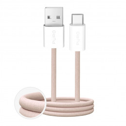 „Puro Fabrik“ 10 W pintas USB-A - USB-C laidas, 1,5 m – smėlio spalvos