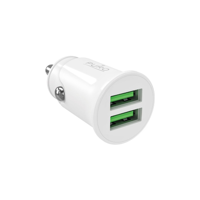 „Puro Pro Lite“ automobilinis įkroviklis, 2 x USB-A, 10 W, baltas
