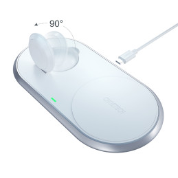 Choetech 2in1 Qi belaidis įkroviklis išmaniesiems telefonams / Apple Watch su stovu (MFI) USB Type C balta (T317)