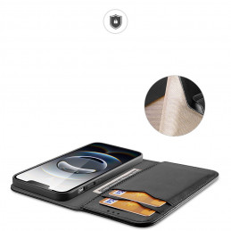 „Dux Ducis Hivo“ iPhone 16e dėklas su atverčiamu dangteliu ir RFID apsauga – juodas