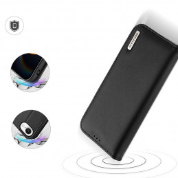 „Dux Ducis Hivo“ iPhone 16e dėklas su atverčiamu dangteliu ir RFID apsauga – juodas