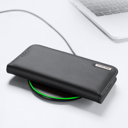 „Dux Ducis Hivo“ iPhone 16e dėklas su atverčiamu dangteliu ir RFID apsauga – juodas