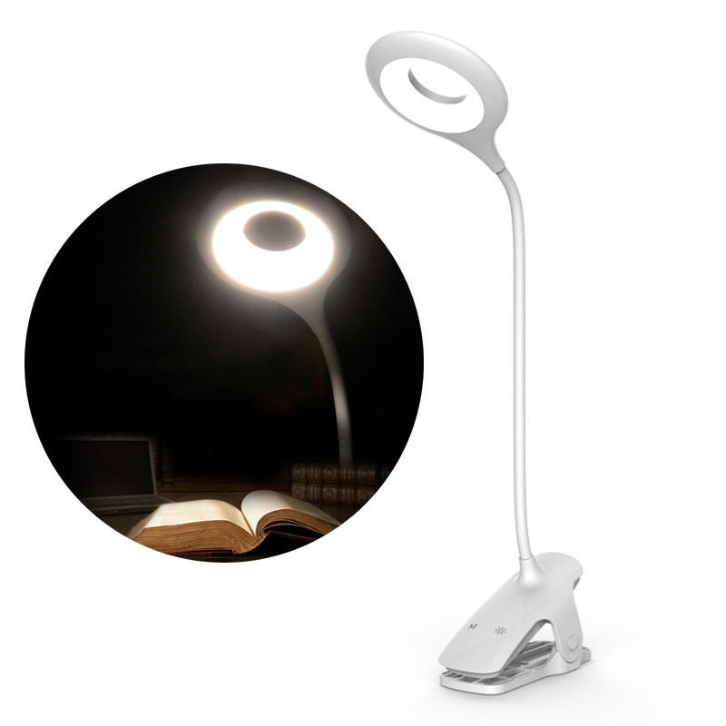 Belaidė LED skaitymo lempa su segtuku + baltas mikro USB laidas