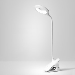 Belaidė LED skaitymo lempa su segtuku + baltas mikro USB laidas