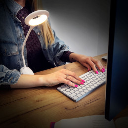 Belaidė LED skaitymo lempa su segtuku + baltas mikro USB laidas