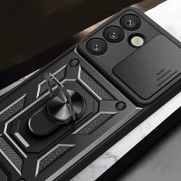 „Hybrid Armor Camshield“ dėklas su stovu ir kameros dangteliu, skirtas „Xiaomi 15 5G“ - juodas