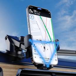 „Dudao F2N+“ išmaniojo telefono laikiklis su siurbtuku, gravitacija 360° - juodas