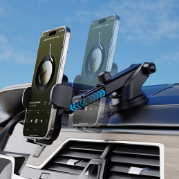 „Dudao F2N+“ išmaniojo telefono laikiklis su siurbtuku, gravitacija 360° - juodas