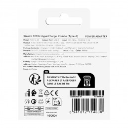 „Xiaomi BHR9462EU“ 120 W 6A USB-A sieninis įkroviklis su USB-C laidu – baltas