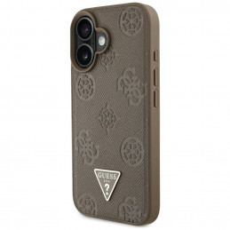 „Guess“ grūdėto karšto spaudimo „Peony“ trikampio logotipo „MagSafe iPhone 16“ dėklas – rudas