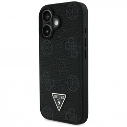 „Guess“ grūdėto karšto spaudimo „Peony“ trikampio logotipo „MagSafe“ dėklas, skirtas „iPhone 16“ – juodas