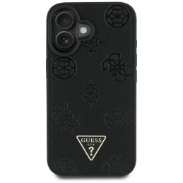 „Guess“ grūdėto karšto spaudimo „Peony“ trikampio logotipo „MagSafe“ dėklas, skirtas „iPhone 16“ – juodas