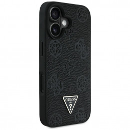 „Guess“ grūdėto karšto spaudimo „Peony“ trikampio logotipo „MagSafe“ dėklas, skirtas „iPhone 16“ – juodas