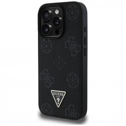 „Guess“ grūdėto karšto spaudimo „Peony“ trikampio logotipo „MagSafe“ dėklas, skirtas „iPhone 16 Pro“ – juodas