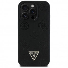 „Guess“ grūdėto karšto spaudimo „Peony“ trikampio logotipo „MagSafe“ dėklas, skirtas „iPhone 16 Pro“ – juodas