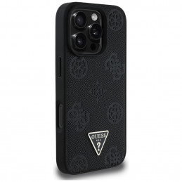 „Guess“ grūdėto karšto spaudimo „Peony“ trikampio logotipo „MagSafe“ dėklas, skirtas „iPhone 16 Pro“ – juodas