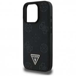 „Guess“ grūdėto karšto spaudimo „Peony“ trikampio logotipo „MagSafe“ dėklas, skirtas „iPhone 16 Pro“ – juodas