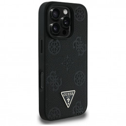 „Guess“ grūdėto karšto spaudimo „Peony“ trikampio logotipo „MagSafe“ dėklas, skirtas „iPhone 16 Pro Max“ – juodas