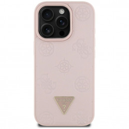 „Guess“ grūdėto karšto spaudimo „Peony“ trikampio logotipo „MagSafe“ dėklas, skirtas „iPhone 16 Pro Max“ – rožinis