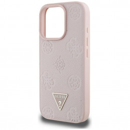 „Guess“ grūdėto karšto spaudimo „Peony“ trikampio logotipo „MagSafe“ dėklas, skirtas „iPhone 16 Pro Max“ – rožinis