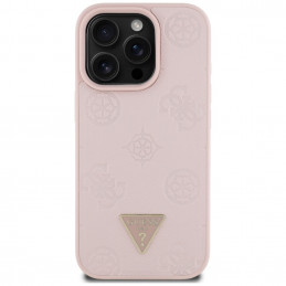 „Guess“ grūdėto karšto spaudimo „Peony“ trikampio logotipo „MagSafe“ dėklas, skirtas „iPhone 16 Pro“ – rožinis
