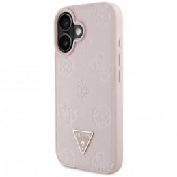 „Guess“ grūdėto karšto spaudimo „Peony“ trikampio logotipo „MagSafe iPhone 16“ dėklas – rožinis
