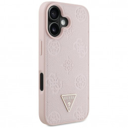 „Guess“ grūdėto karšto spaudimo „Peony“ trikampio logotipo „MagSafe iPhone 16“ dėklas – rožinis