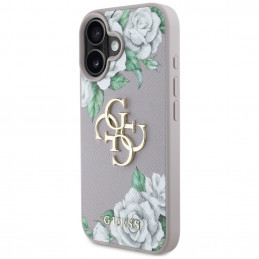„Guess“ Grained Roses Big 4G Logo iPhone 16 dėklas – violetinis