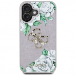 „Guess“ Grained Roses Big 4G Logo iPhone 16 dėklas – violetinis
