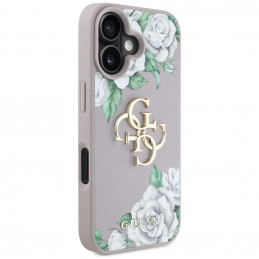 „Guess“ Grained Roses Big 4G Logo iPhone 16 dėklas – violetinis