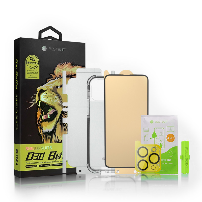 Bestsuit 6in1 rinkinys iPhone 13 mini dėklui / lankstus grūdintas stiklas / nugarėlė / fotoaparato stiklas / šluostės / ...