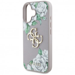 „Guess“ Grained Roses Big 4G Logo iPhone 16 dėklas – violetinis