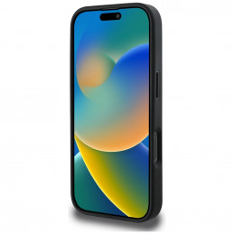 iPhone 16 Pro dėklas „Guess Grained Roses Big 4G Logo“ – juodas