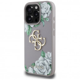 „Guess“ Grained Roses Big 4G Logo iPhone 16 Pro dėklas – violetinis