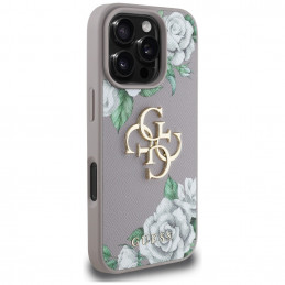 „Guess“ Grained Roses Big 4G Logo iPhone 16 Pro dėklas – violetinis