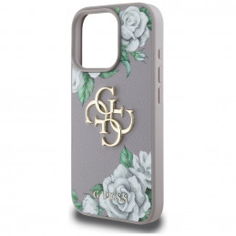 „Guess“ Grained Roses Big 4G Logo iPhone 16 Pro dėklas – violetinis
