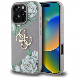 „Guess“ Grained Roses Big 4G Logo iPhone 16 Pro Max dėklas – violetinis
