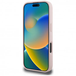 „Guess“ „Grained Roses“ didelio 4G logotipo „iPhone 16 Pro“ dėklas – rožinis
