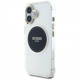 „Guess IML Metal Colored Circle Classic Logo MagSafe“ dėklas, skirtas iPhone 16 – juodas