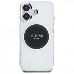 „Guess IML Metal Colored Circle Classic Logo MagSafe“ dėklas, skirtas iPhone 16 – juodas