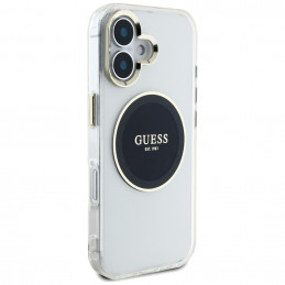 „Guess IML Metal Colored Circle Classic Logo MagSafe“ dėklas, skirtas iPhone 16 – juodas