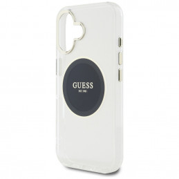 „Guess IML Metal Colored Circle Classic Logo MagSafe“ dėklas, skirtas iPhone 16 – juodas