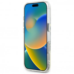 „Guess IML Metal Colored Circle Classic Logo MagSafe“ dėklas, skirtas „iPhone 16 Pro“ – baltas