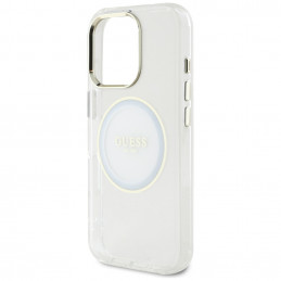 „Guess IML Metal Colored Circle Classic Logo MagSafe“ dėklas, skirtas „iPhone 16 Pro“ – baltas