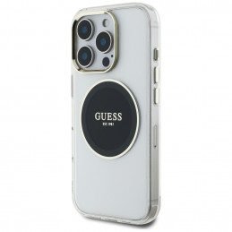 „Guess IML Metal Colored Circle Classic Logo MagSafe“ dėklas, skirtas „iPhone 16 Pro“ – juodas