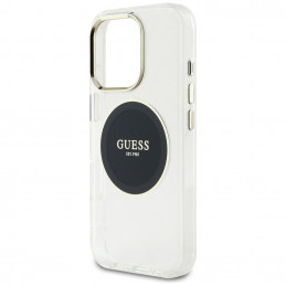 „Guess IML Metal Colored Circle Classic Logo MagSafe“ dėklas, skirtas „iPhone 16 Pro“ – juodas