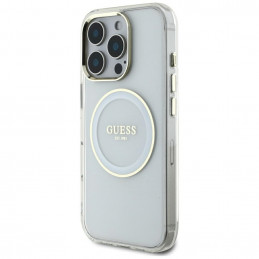 „Guess IML Metal Colored Circle Classic Logo MagSafe“ dėklas, skirtas „iPhone 16 Pro Max“ – baltas