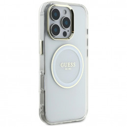 „Guess IML Metal Colored Circle Classic Logo MagSafe“ dėklas, skirtas „iPhone 16 Pro Max“ – baltas